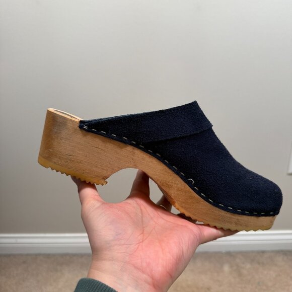 Skandals Swedish Clogs Size 42 US 10.5 Blue Suede Mule Slip On Casual - Picture 8 of 11